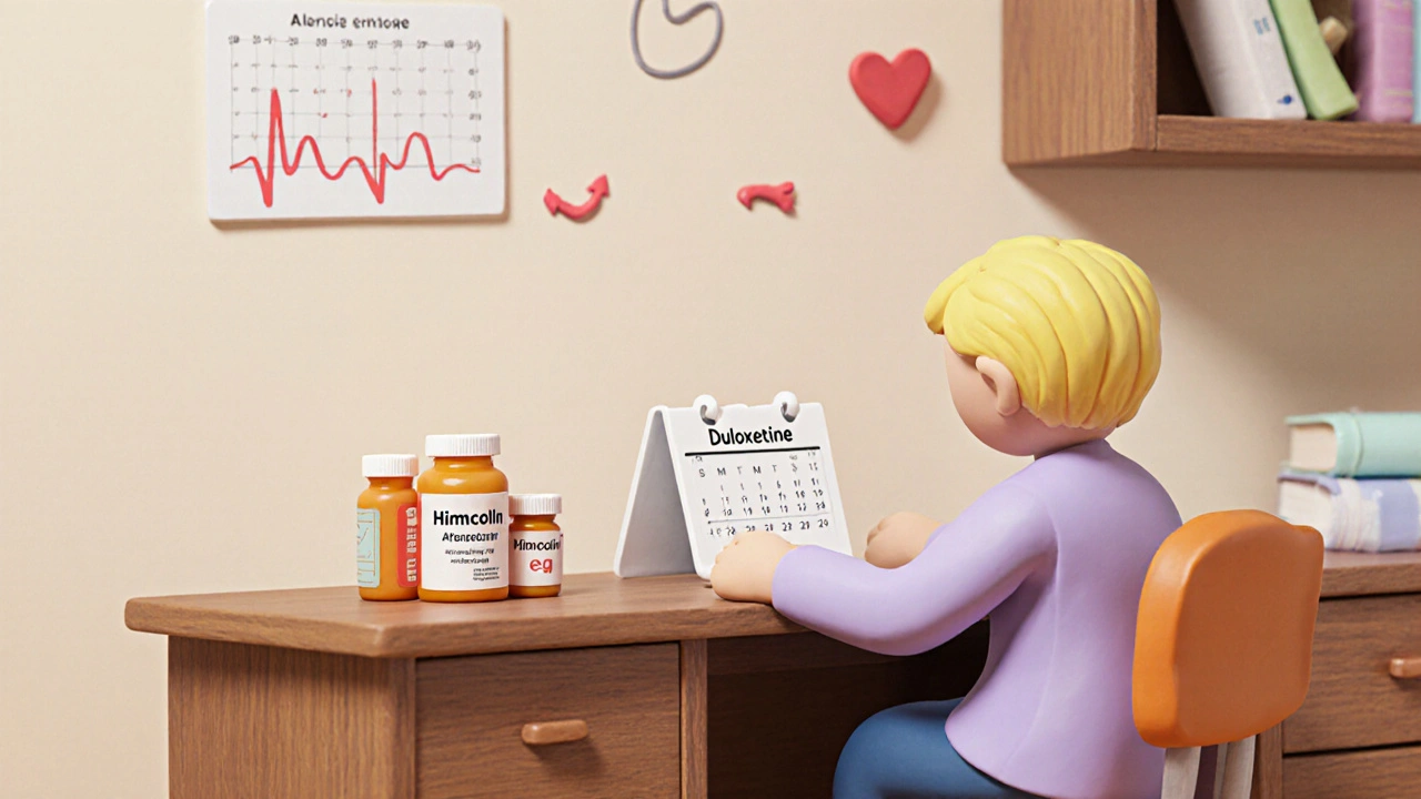 Clay doctor’s office with patient, two pill bottles, and tapering chart.