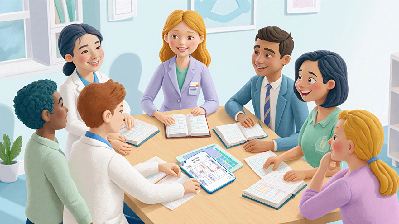 A care team collaborates with a young adult and their family using a personalized recovery plan.