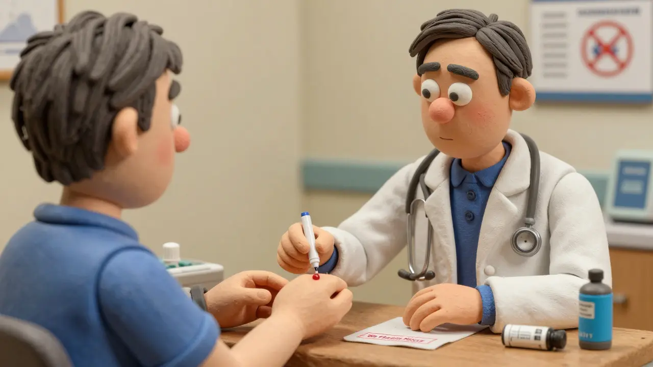 Patient receiving penicillin skin test in clinic, small red bump forming on arm.