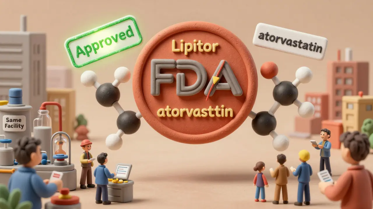 FDA-approved molecular structures of brand and generic drugs with identical absorption curves.